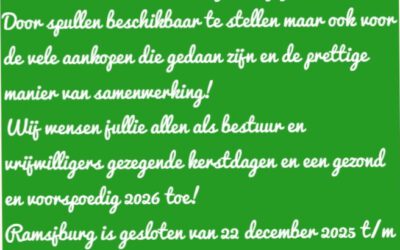 Kerstgroet en winkelsluiting einde jaar 2025-2026